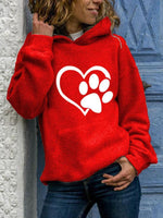 Load image into Gallery viewer, Ladies Dog Paw Love Printed Pocket Hoodie
