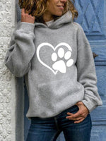 Load image into Gallery viewer, Ladies Dog Paw Love Printed Pocket Hoodie
