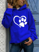 Load image into Gallery viewer, Ladies Dog Paw Love Printed Pocket Hoodie
