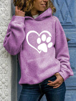 Load image into Gallery viewer, Ladies Dog Paw Love Printed Pocket Hoodie
