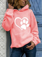 Load image into Gallery viewer, Ladies Dog Paw Love Printed Pocket Hoodie

