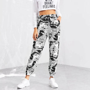 Ladies Fashion European and American Printed Fun Casual Pants