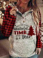 Load image into Gallery viewer, Women&#39;s IT&#39;S THE MOST WONDERFUL TIME OF THE YEAR Christmas Check Sweatshirt
