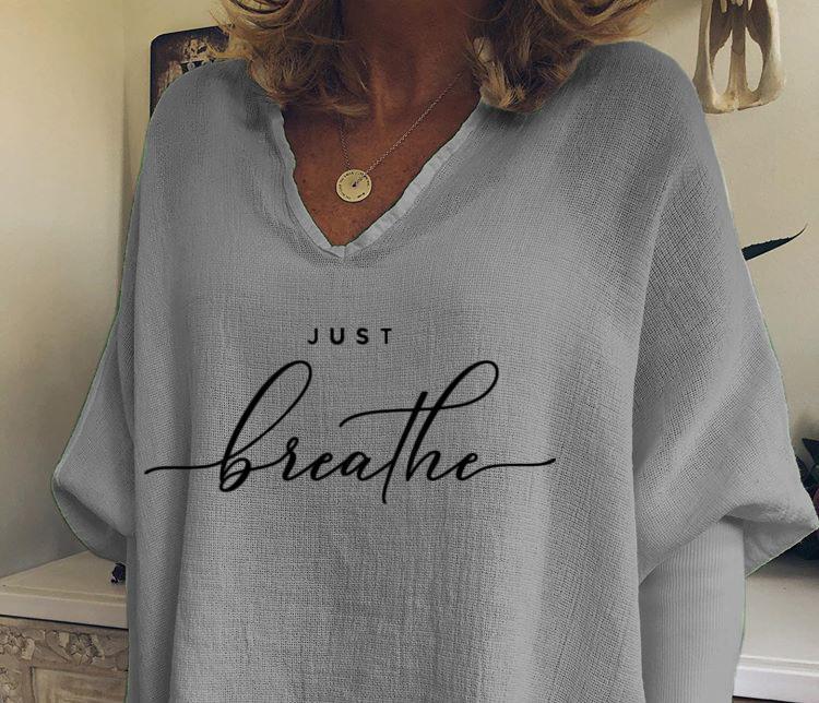 Woman's Just Breath Casual V-neck Sweatshirt