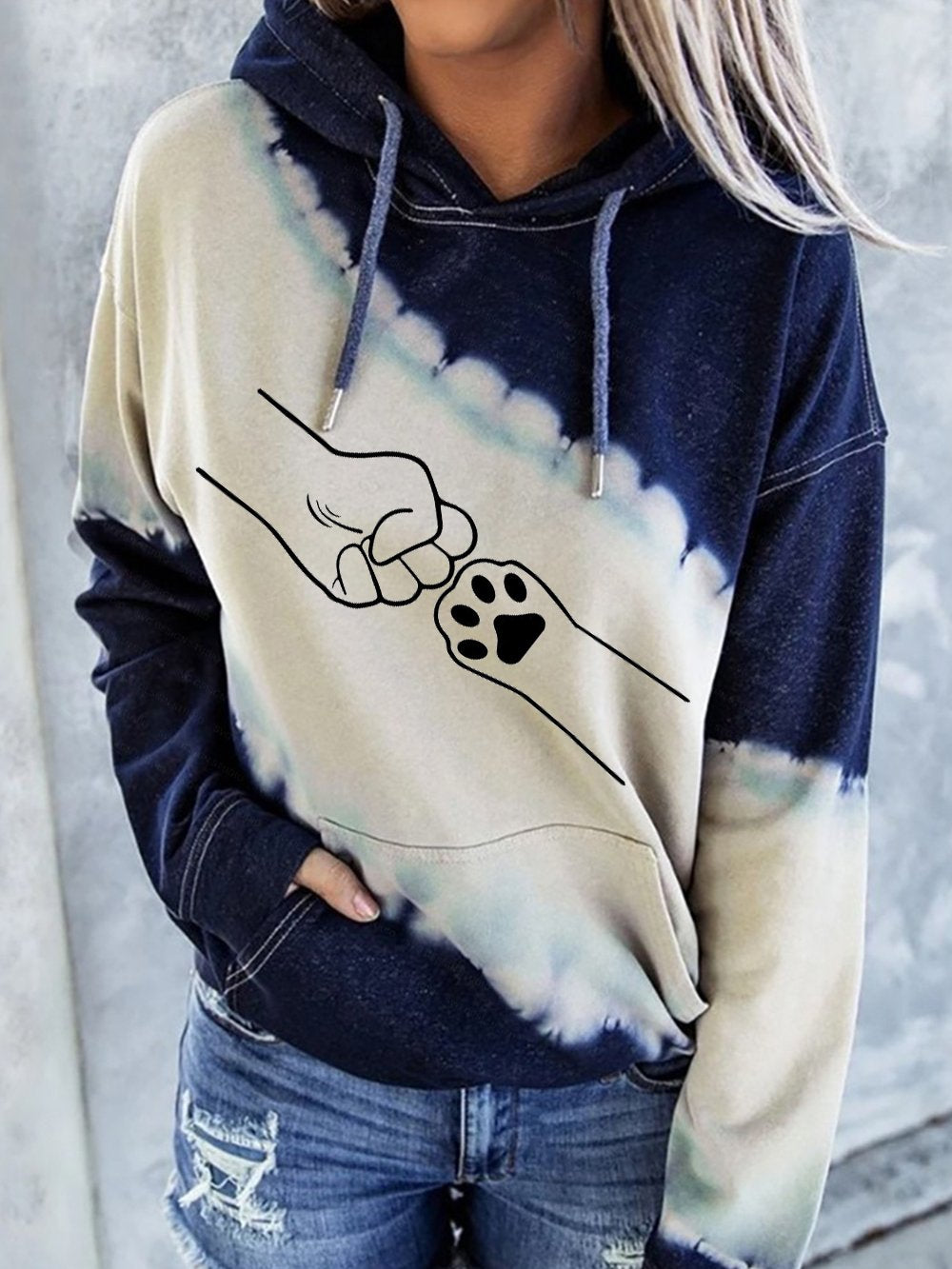 Women's Dog Paw Print Tie-Dye Sweatshirt