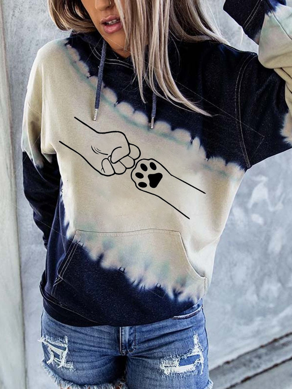 Women's Dog Paw Print Tie-Dye Sweatshirt