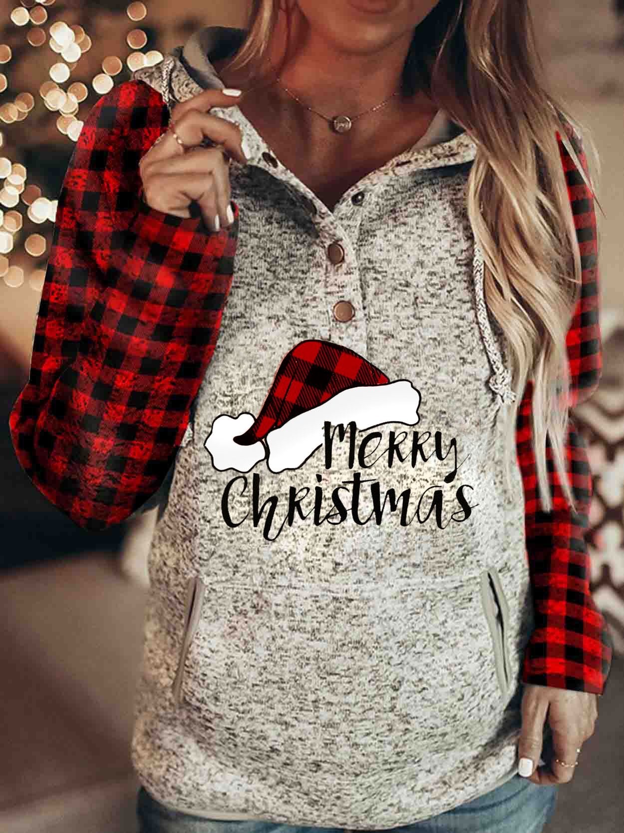 Women's Merry Christmas Plaid Sweatshirt