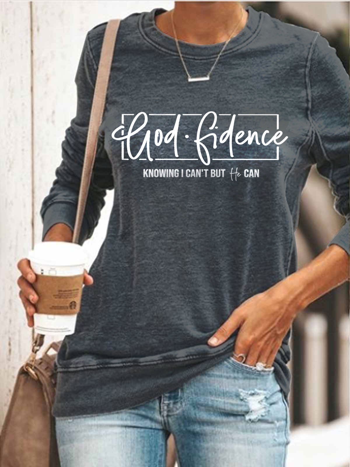 Women's Godfidence Knowing I Can't But He Can Casual Shirt
