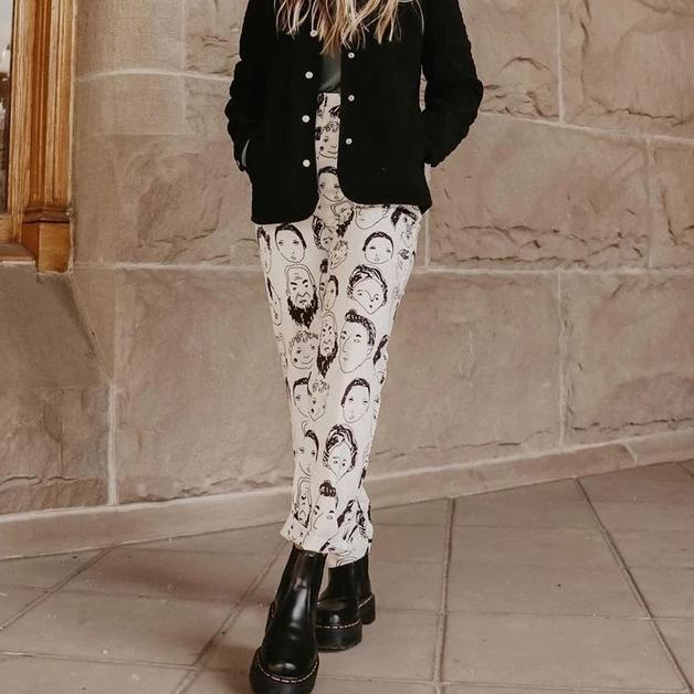 Ladies Casual Hooded Print Face Pants