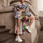 Load image into Gallery viewer, Ladies casual autumn and winter fashion face print trendy windbreaker suit
