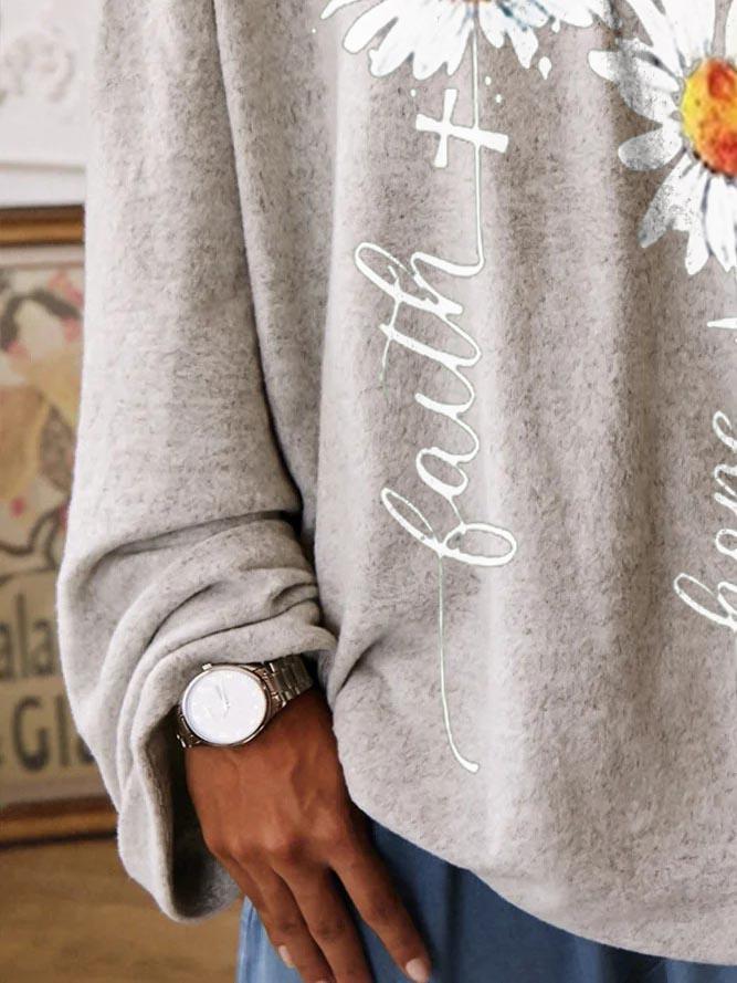 Women's Daisy Faith Print V-Neck Casual Top