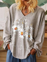 Load image into Gallery viewer, Women&#39;s Daisy Faith Print V-Neck Casual Top
