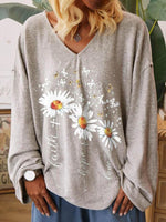 Load image into Gallery viewer, Women&#39;s Daisy Faith Print V-Neck Casual Top
