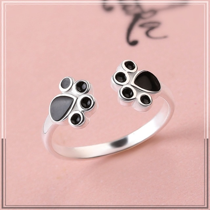 Cute little paw ring female opening adjustable zodiac animal dog paw ring