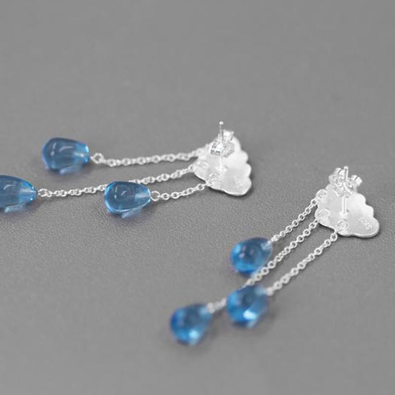 Women's cloud and blue drop shape earrings