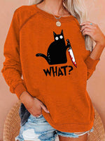 Load image into Gallery viewer, Women&#39;s Halloween Funny Murderous Cat Print Casual Sweatshirt
