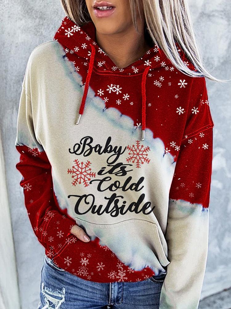 Christmas Snow Pinrt Plaid Hoodie-red,6size