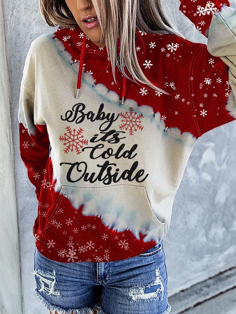 Christmas Snow Pinrt Plaid Hoodie-red,6size