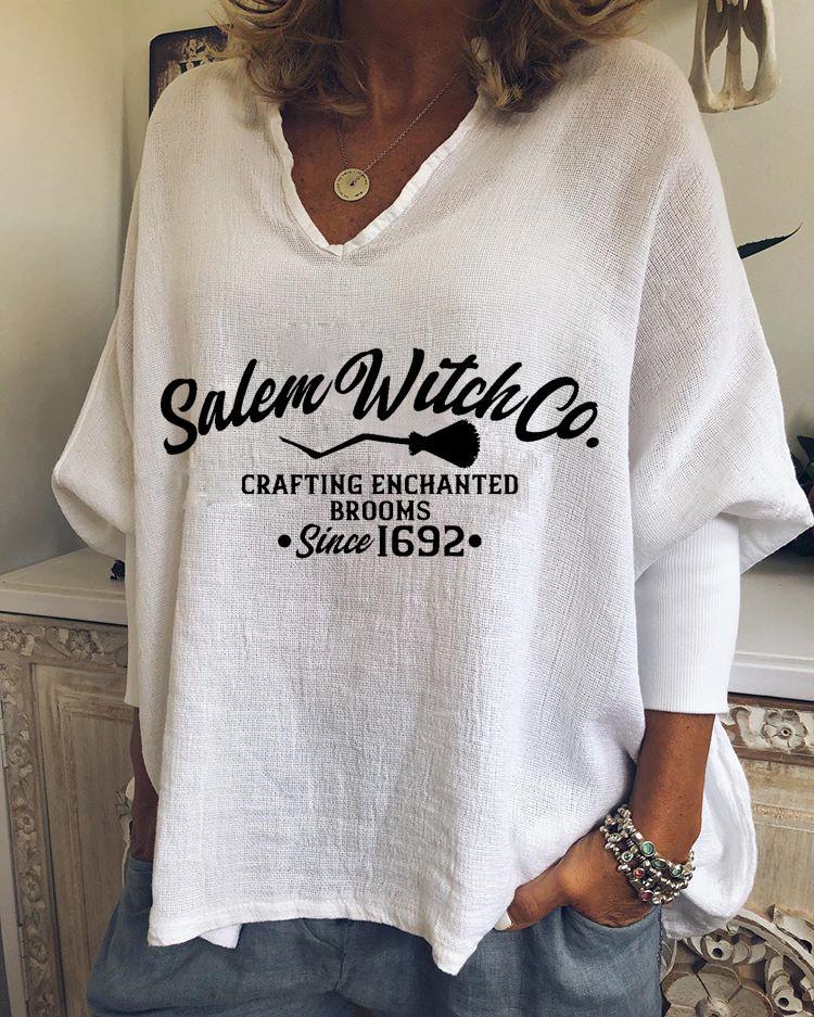 Women's Halloween Salem Witch Letter Print T-shirt