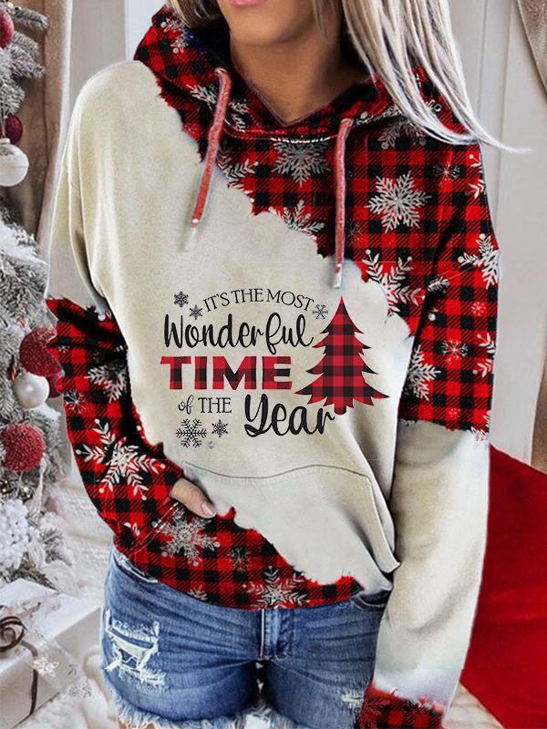 Ladies' Christmas print casual hoodie