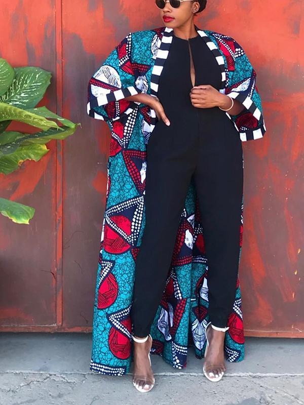 Women's Ethnic Print Mixi Coat