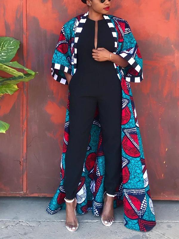 Women's Ethnic Print Mixi Coat