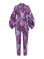 Load image into Gallery viewer, Women&#39;s Casual Long Sleeve Lace Pocket Printed Jumpsuit
