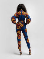 Load image into Gallery viewer, Women&#39;s Casual Long Sleeve Lace Pocket Printed Jumpsuit
