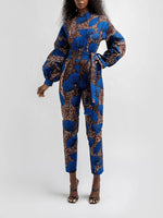 Load image into Gallery viewer, Women&#39;s Casual Long Sleeve Lace Pocket Printed Jumpsuit
