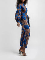Load image into Gallery viewer, Women&#39;s Casual Long Sleeve Lace Pocket Printed Jumpsuit
