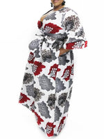 Load image into Gallery viewer, Women&#39;s Sexy V-neck Three-quarter Sleeve Printed Big Sleeve Dress
