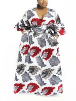 Load image into Gallery viewer, Women&#39;s Sexy V-neck Three-quarter Sleeve Printed Big Sleeve Dress
