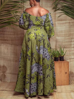 Load image into Gallery viewer, Women&#39;s Sexy One-neck Lantern Sleeve Peacock Print Dress
