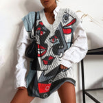 Load image into Gallery viewer, Ladies casual European and American casual knitted printed sweater
