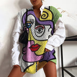 Load image into Gallery viewer, Ladies casual European and American casual knitted printed sweater
