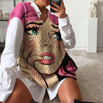 Load image into Gallery viewer, Sweater character Thicken printing Slightly stretchy Knitted Full Retro Casual
