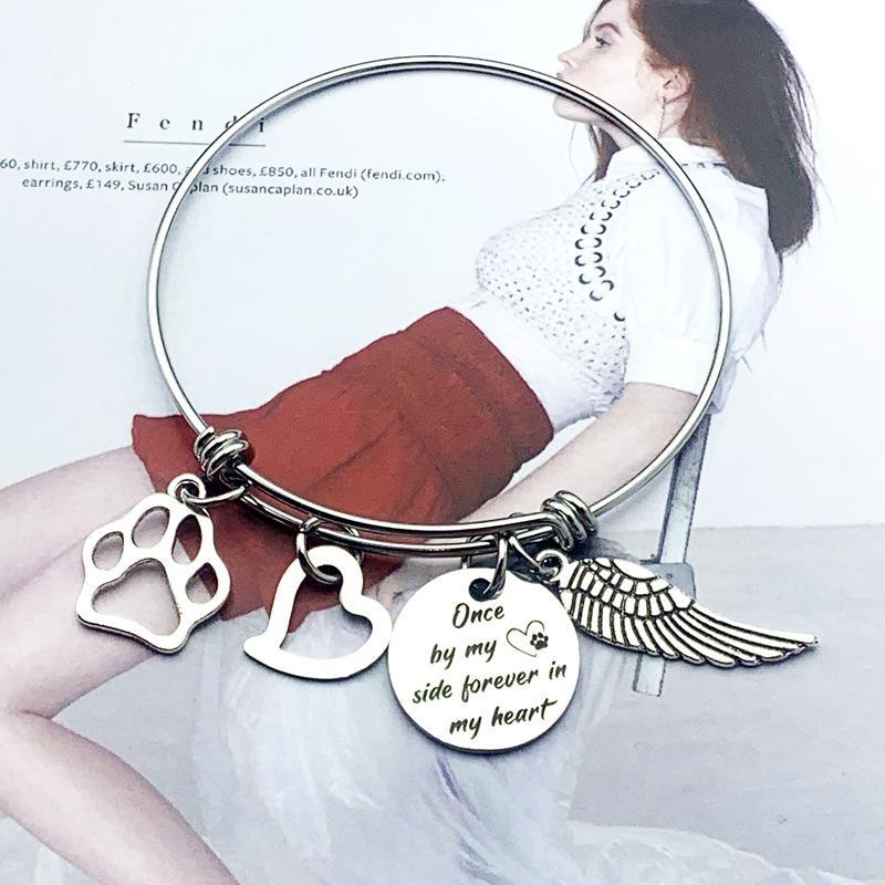 Ladies love dog paw stainless steel bracelet