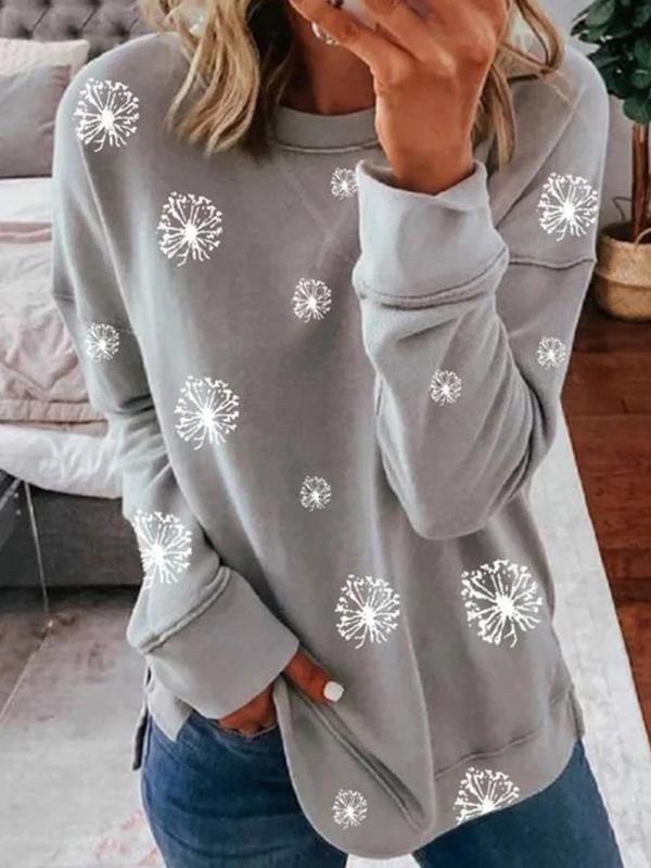 Women's Christmas Snowflakes Casual Long Sleeve Round Neck Sweatshirt
