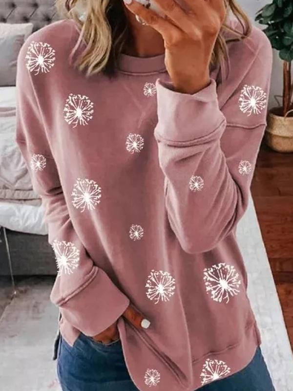 Women's Christmas Snowflakes Casual Long Sleeve Round Neck Sweatshirt
