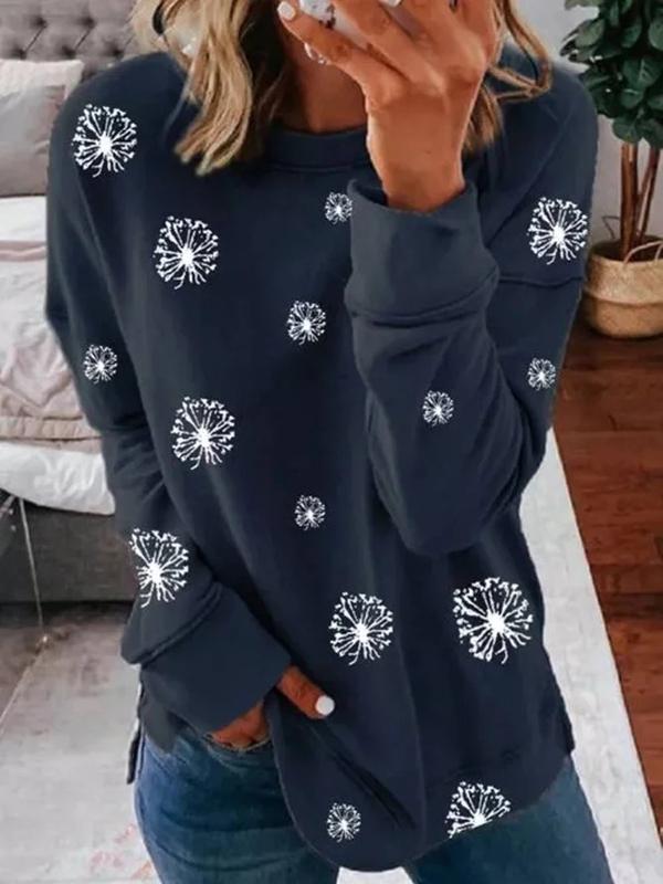 Women's Christmas Snowflakes Casual Long Sleeve Round Neck Sweatshirt