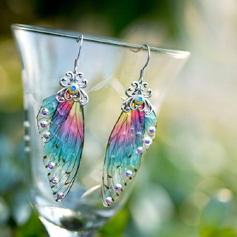 Women's Colorful Cicada Wing Earrings