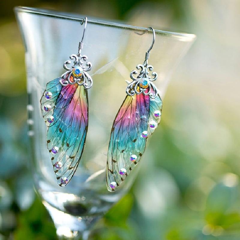 Women's Colorful Cicada Wing Earrings