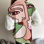 Load image into Gallery viewer, Fashion casual pocket printing stitching lambswool jacket
