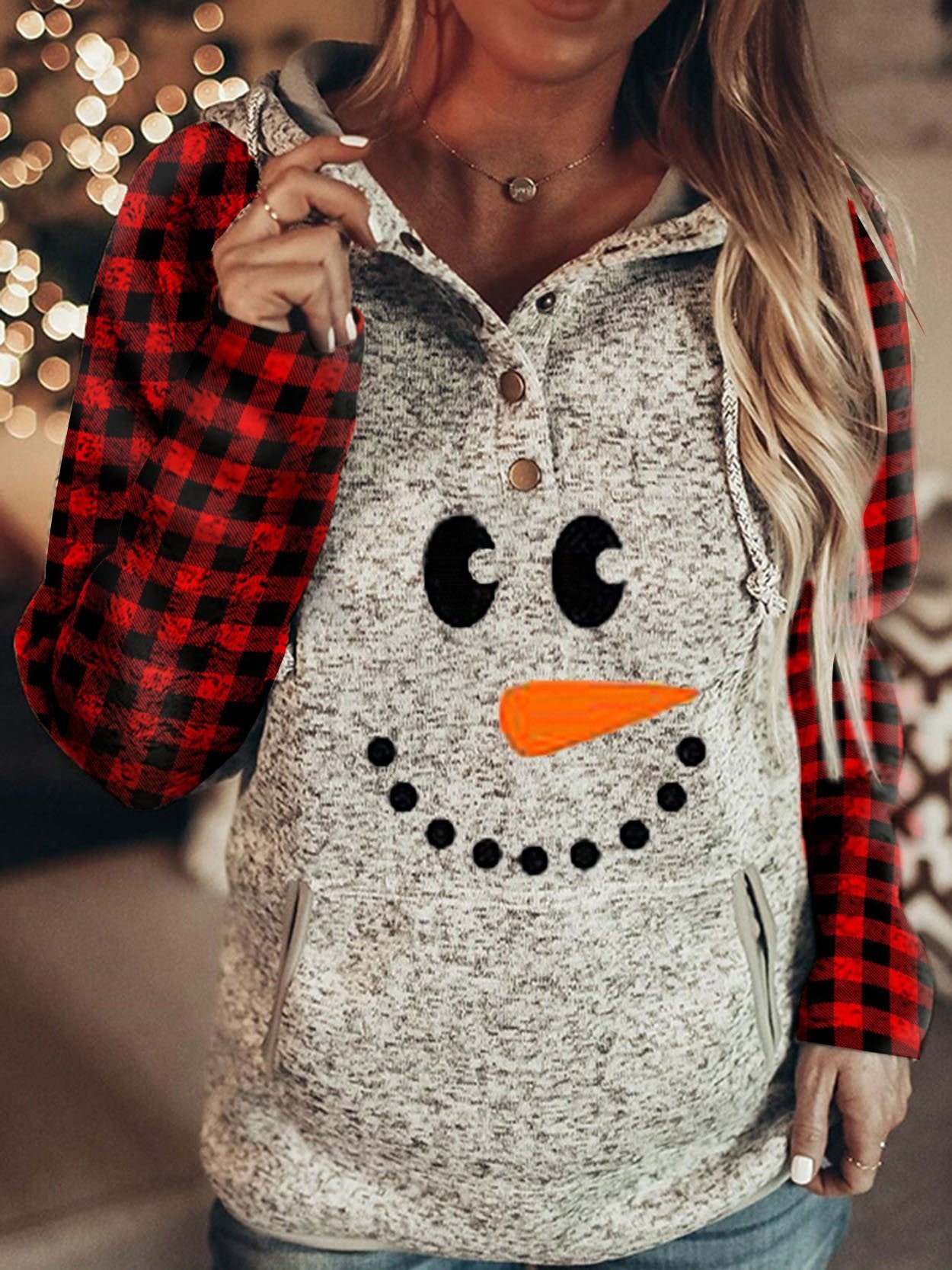 Ladies Christmas Snowman Print Sweatshirt