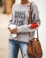 Load image into Gallery viewer, Women&#39;s Thankful Blessed And Kind Of Amess Printed Long Sleeve Sweatshirt
