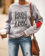 Load image into Gallery viewer, Women&#39;s Thankful Blessed And Kind Of Amess Printed Long Sleeve Sweatshirt
