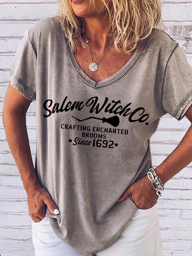 Women's Halloween Salem witch Print T-shirt