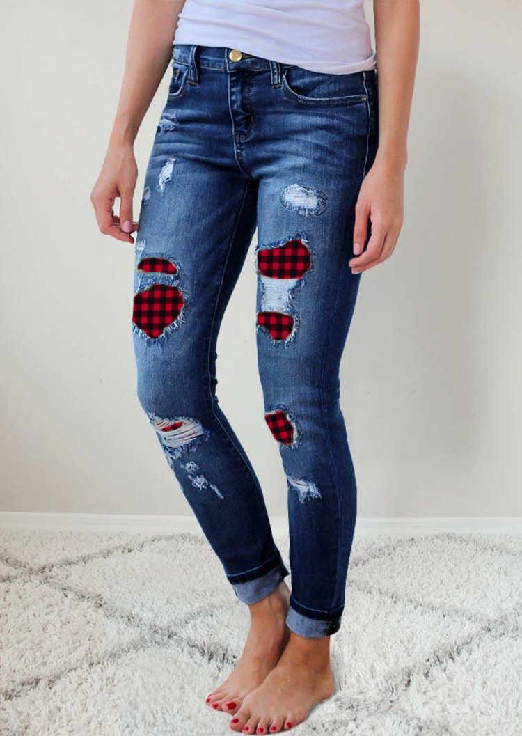 Women's Buffalo Plaid Christmas Jeans