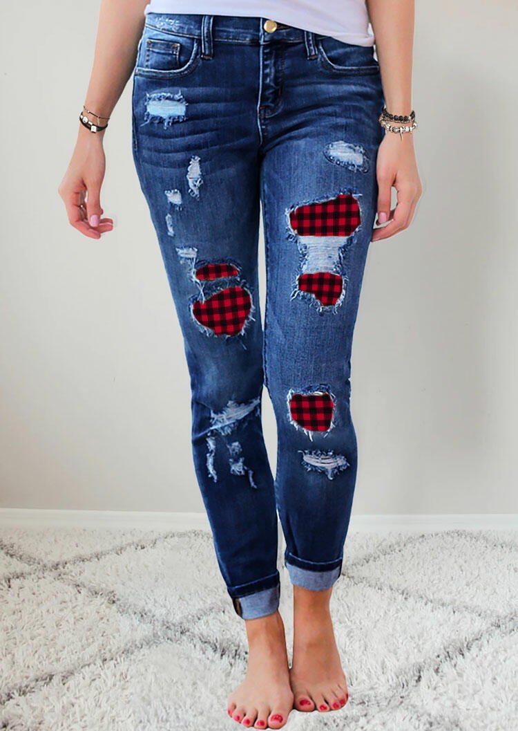 Women's Buffalo Plaid Christmas Jeans