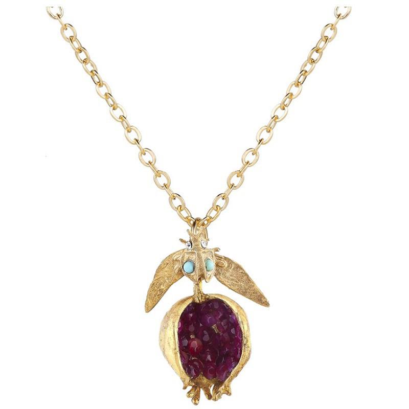 Women's Golden Pomegranate Fashion Necklace & Earrings